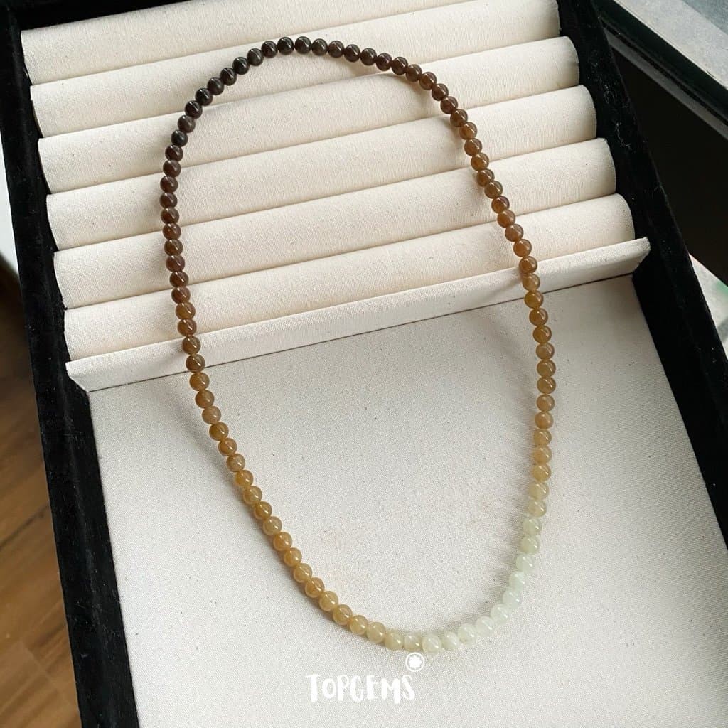Vòng Chuỗi Mật Ngọc Hoà Điền Tự Nhiên 6 Li Màu Mật Ombre Chuyển Màu TOPGEMS - [SHIP HOẢ TỐC]