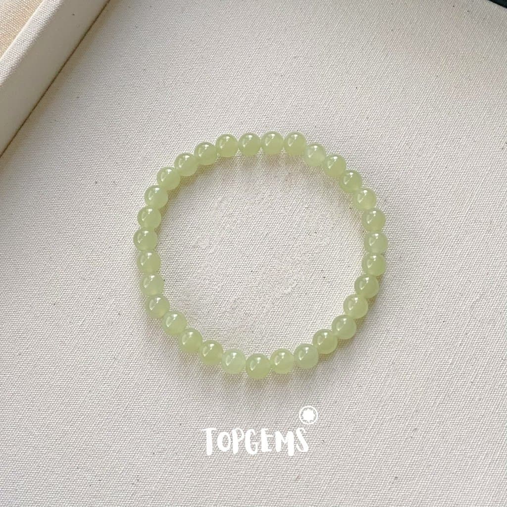 Vòng Tay Chuỗi Ngọc Hoà Điền Thanh Hải Tự Nhiên 6 Li TOPGEMS - Hàng Loại Đẹp Nước Ngọc Trong Mịn Mướt - SHIP HOẢ TỐC