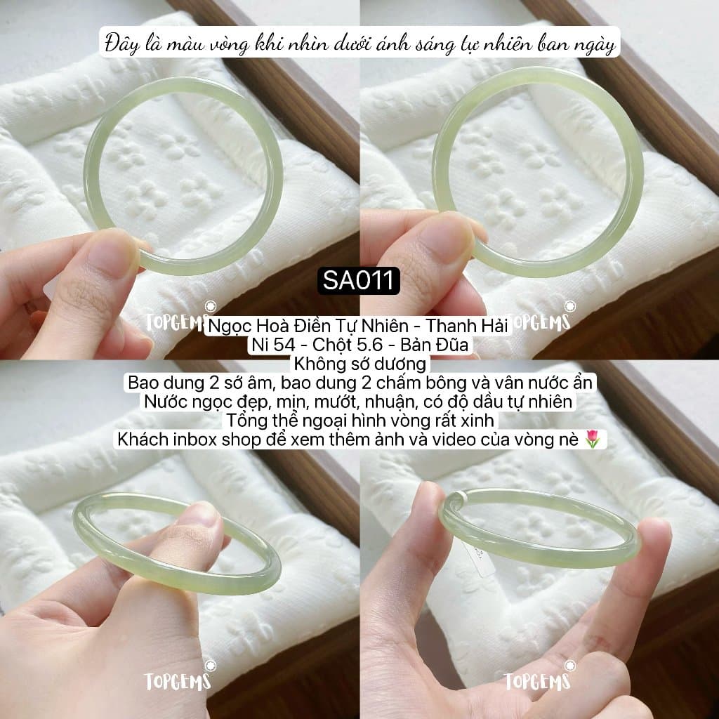 [TỔNG HỢP VÒNG BẢN] Ngọc Hoà Điền Tự Nhiên Kèm Kiểm Định TOPGEMS - Có Ship Hoả Tốc - Tặng Kèm Hộp