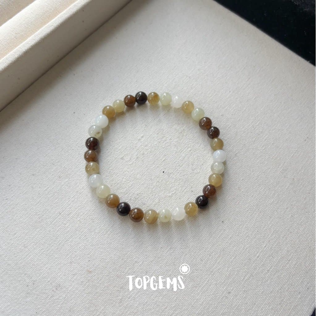 Vòng Chuỗi Mật Ngọc Hoà Điền Tự Nhiên 6 Li Màu Mật Ombre Chuyển Màu TOPGEMS - [SHIP HOẢ TỐC]