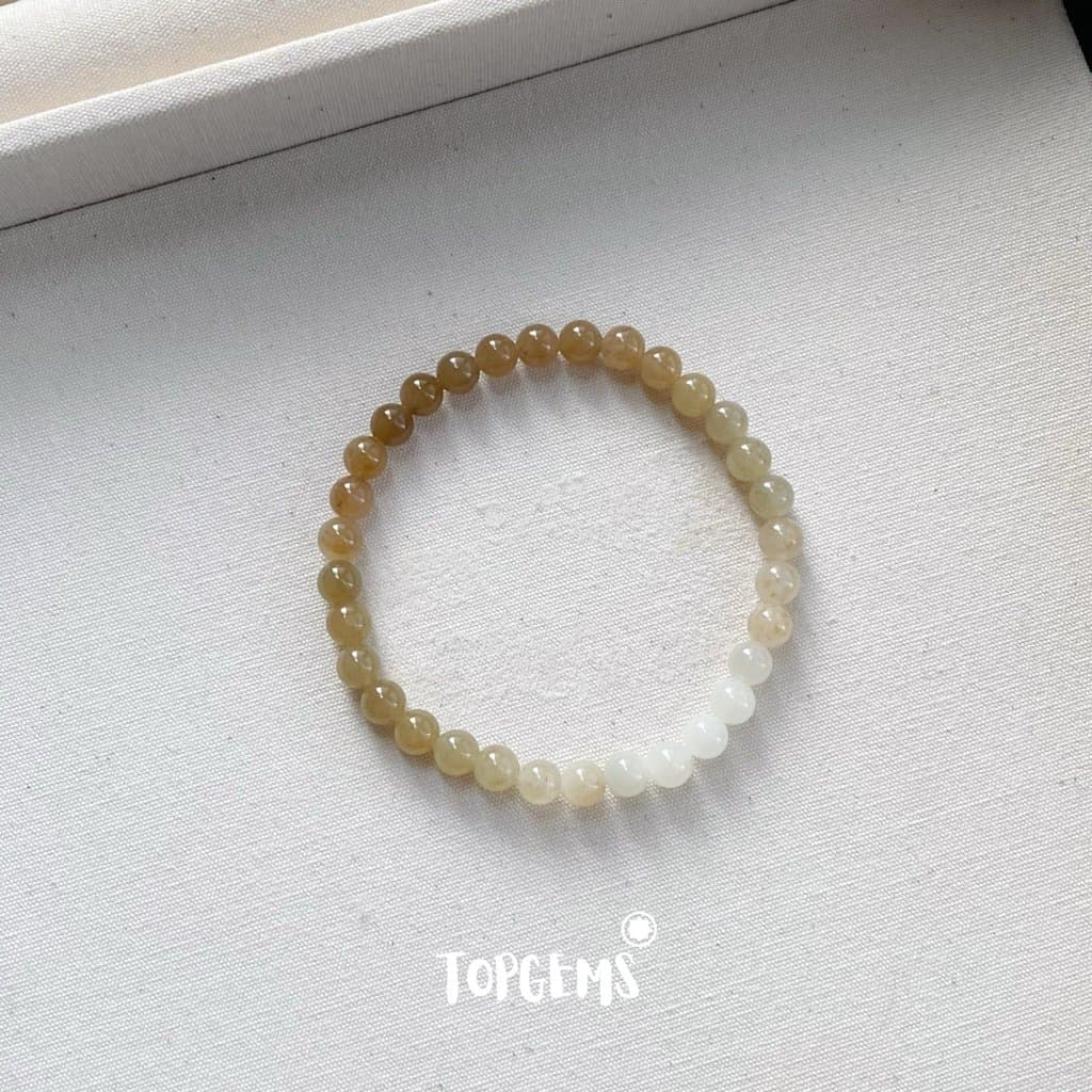 Vòng Chuỗi Mật Ngọc Hoà Điền Tự Nhiên 6 Li Màu Mật Ombre Chuyển Màu TOPGEMS - [SHIP HOẢ TỐC]