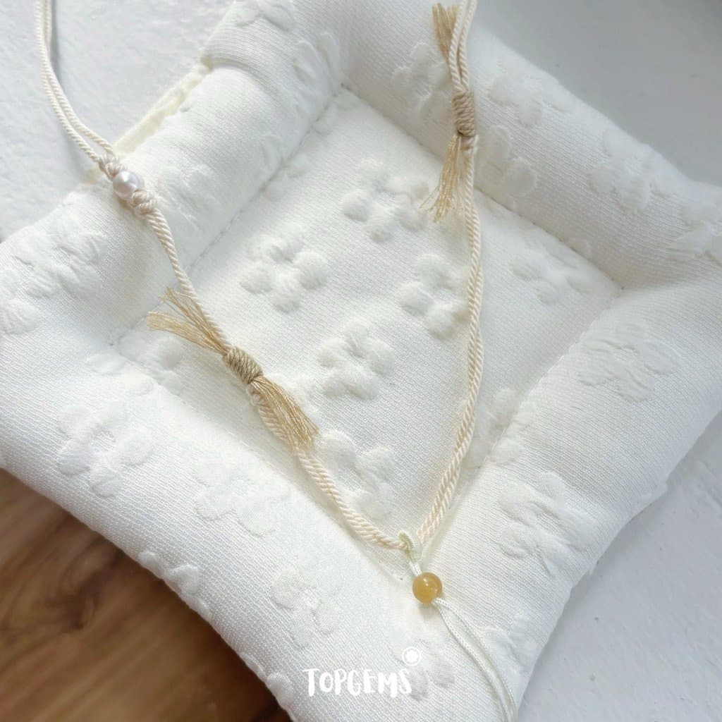 Vòng Cổ Dây Đan Xỏ Mặt Ngọc Mặt Đá, Dây Chuyền Đan Tết Xâu Mặt Vô Sự Bài - TOPGEMS