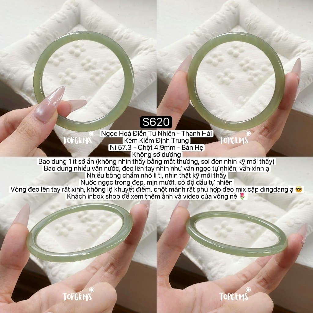 [HOẢ TỐC - TẶNG HỘP] Tổng Hợp Vòng Bản Ngọc Hoà Điền Tự Nhiên TOPGEMS Vòng Nhập Môn Bản Hẹ Bản Đũa S620 - Ảnh bìa