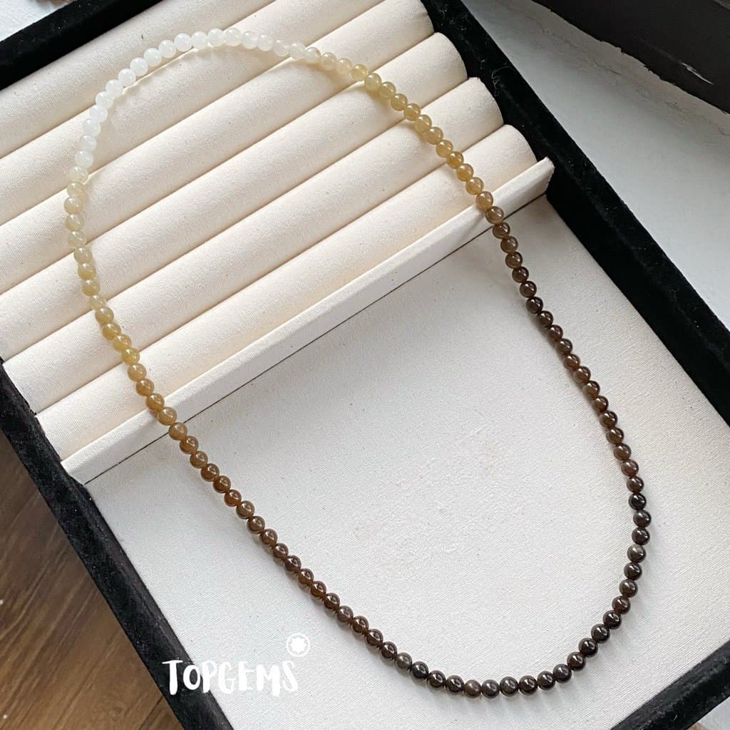 Vòng Chuỗi Mật Ngọc Hoà Điền Tự Nhiên 6 Li Màu Mật Ombre Chuyển Màu TOPGEMS - [SHIP HOẢ TỐC]