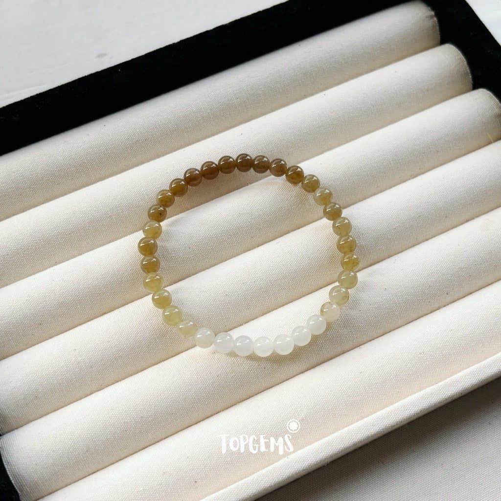 Vòng Chuỗi Mật Ngọc Hoà Điền Tự Nhiên 6 Li Màu Mật Ombre Chuyển Màu TOPGEMS - [SHIP HOẢ TỐC] VA136 - Ảnh bìa