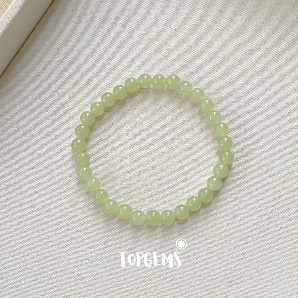 Vòng Tay Chuỗi Ngọc Hoà Điền Thanh Hải Tự Nhiên 6 Li TOPGEMS - Hàng Loại Đẹp Nước Ngọc Trong Mịn Mướt - SHIP HOẢ TỐC