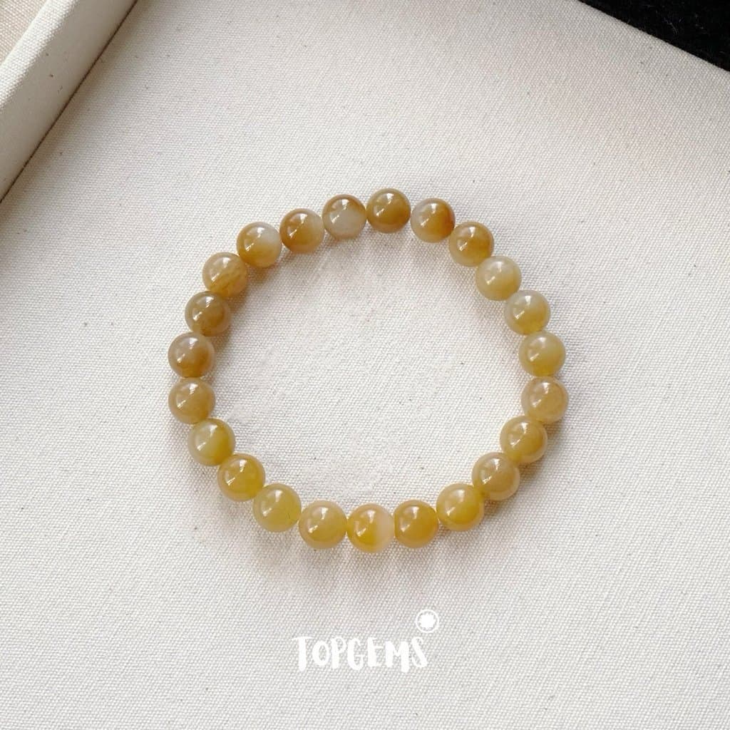 Vòng Tay Chuỗi Mật Ngọc Hoà Điền Tự Nhiên 8 Li TOPGEMS - SHIP HOẢ TỐC TẶNG KÈM HỘP VA351 - Ảnh bìa