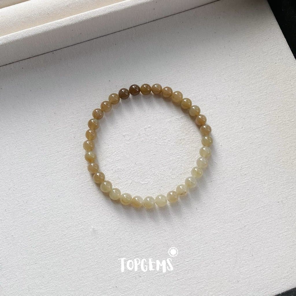Vòng Chuỗi Mật Ngọc Hoà Điền Tự Nhiên 6 Li Màu Mật Ombre Chuyển Màu TOPGEMS - [SHIP HOẢ TỐC]