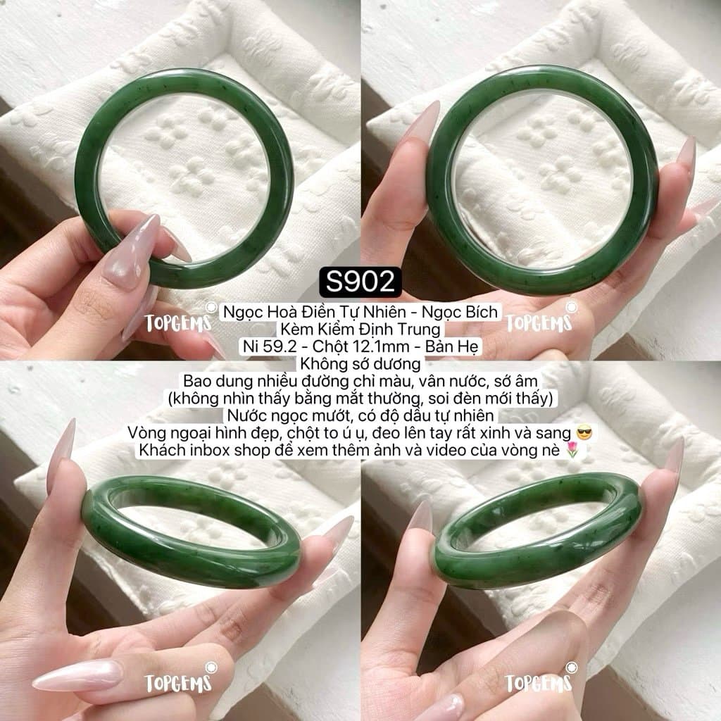 [TỔNG HỢP VÒNG DINGDANG] Vòng Bản Ngọc Hoà Điền Tự Nhiên Kèm Kiểm Định TOPGEMS - Có Ship Hoả Tốc - Tặng Kèm Hộp