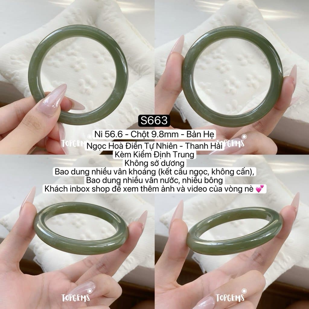 [TỔNG HỢP VÒNG DINGDANG] Vòng Bản Ngọc Hoà Điền Tự Nhiên Kèm Kiểm Định TOPGEMS - Có Ship Hoả Tốc - Tặng Kèm Hộp