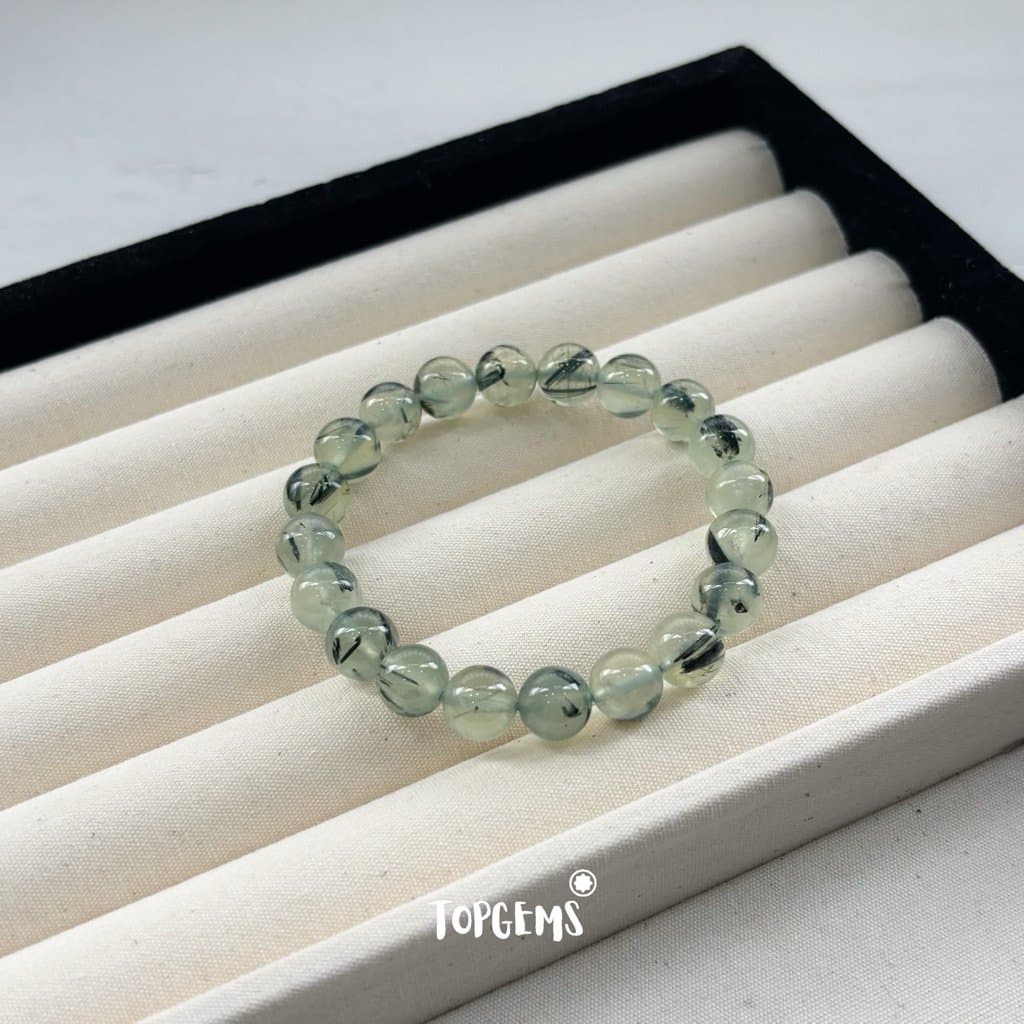 [TẶNG KÈM HỘP] Chuỗi Vòng Tay Đá Prehnite Thạch Anh Xanh Lá Tự Nhiên Mix Bạc 925 TOPGEMS