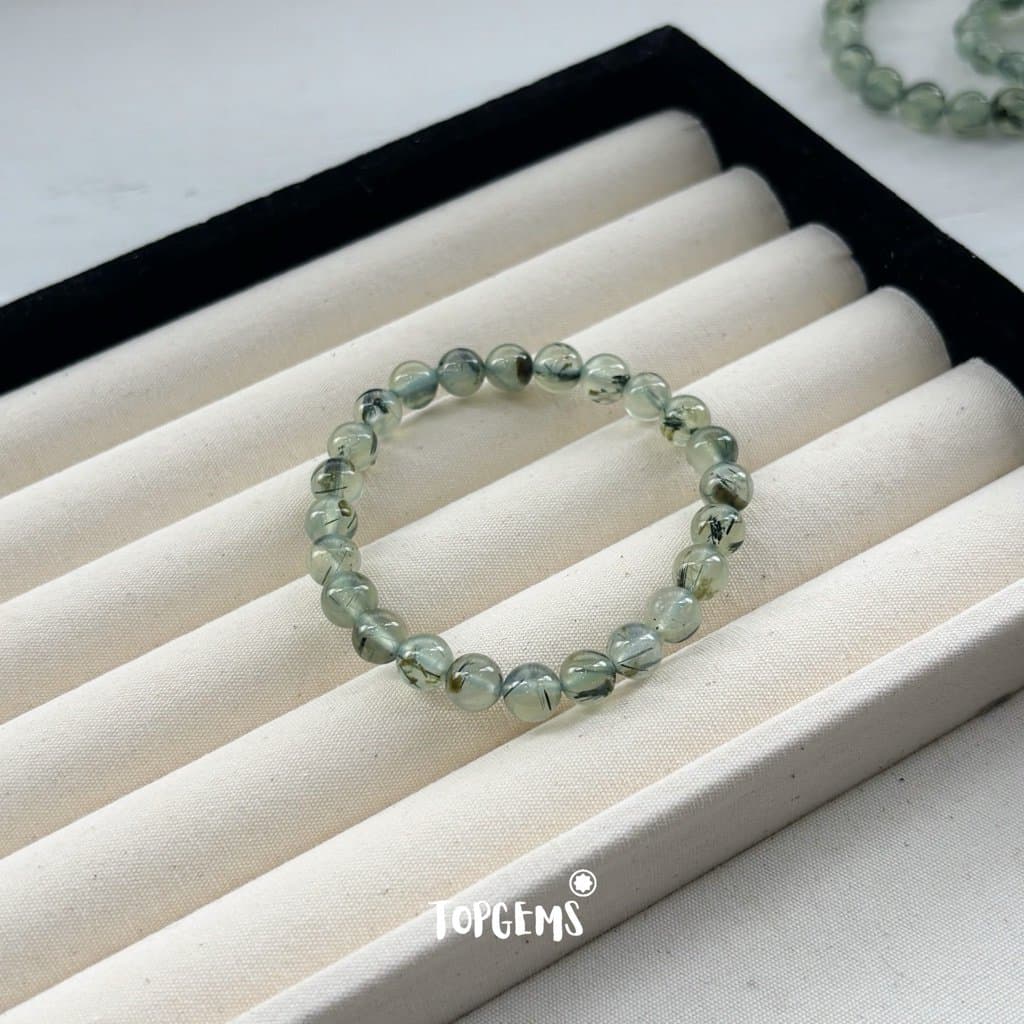 [TẶNG KÈM HỘP] Chuỗi Vòng Tay Đá Prehnite Thạch Anh Xanh Lá Tự Nhiên Mix Bạc 925 TOPGEMS