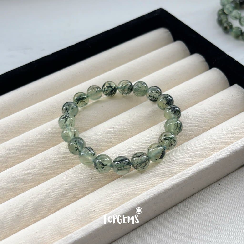 [TẶNG KÈM HỘP] Chuỗi Vòng Tay Đá Prehnite Thạch Anh Xanh Lá Tự Nhiên Mix Bạc 925 TOPGEMS
