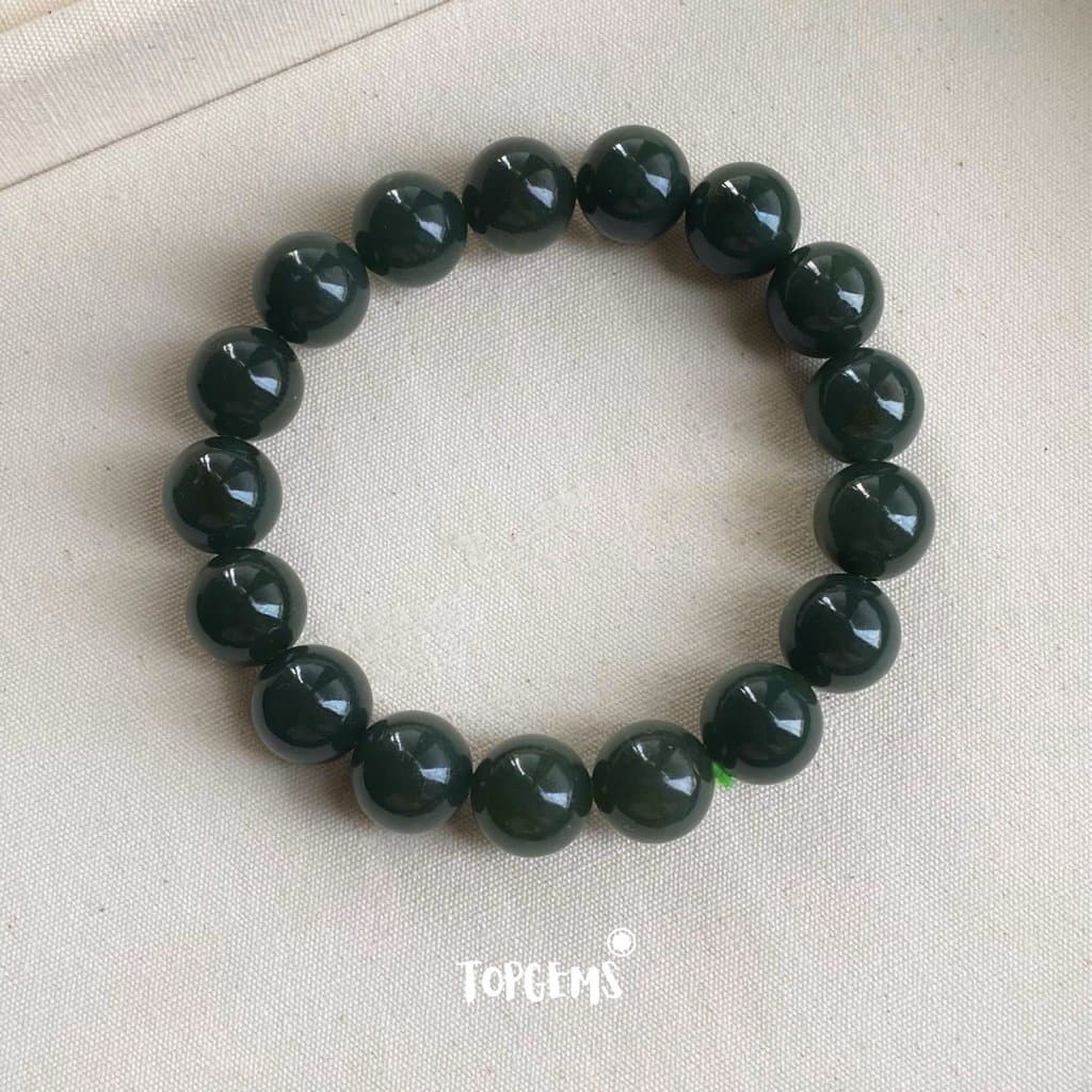 Vòng Chuỗi Ngọc Hoà Điền Tự Nhiên Tân Cương 12 Li TOPGEMS - Chuỗi Ngọc Nam Nữ Đều Đeo Được - SHIP HOẢ TỐC KÈM HỘP