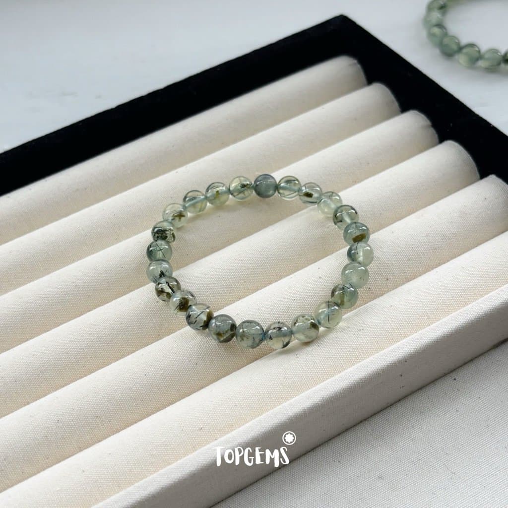 [TẶNG KÈM HỘP] Chuỗi Vòng Tay Đá Prehnite Thạch Anh Xanh Lá Tự Nhiên Mix Bạc 925 TOPGEMS