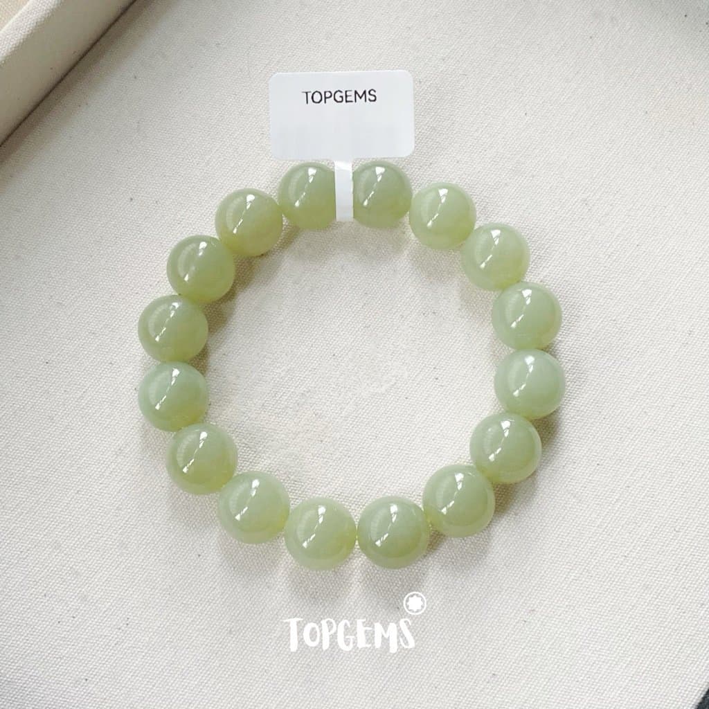 [HOẢ TỐC] Vòng Chuỗi Ngọc Hoà Điền Hoàng Khẩu Khoáng Già Tự Nhiên 12 Li TOPGEMS Kèm Kiểm Định Trung VA231 - Ảnh bìa