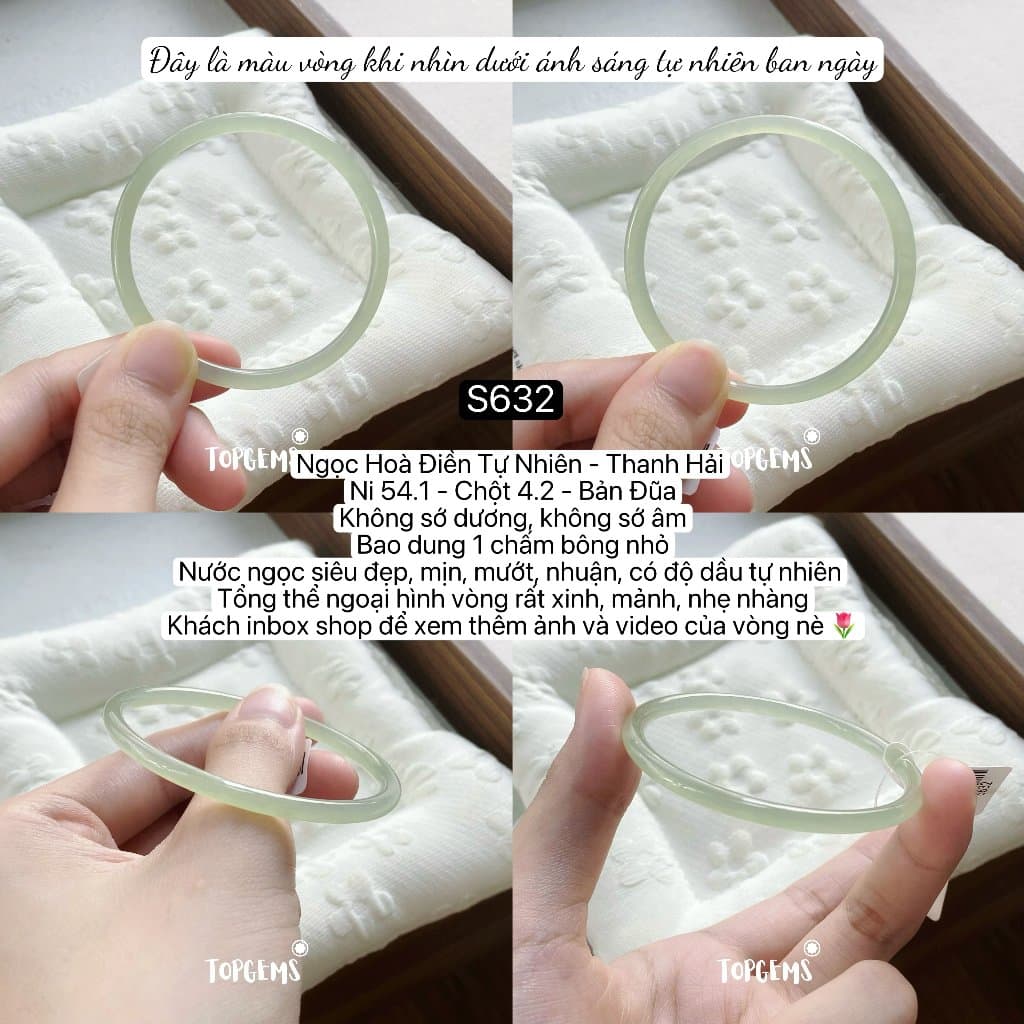 [TỔNG HỢP VÒNG BẢN] Ngọc Hoà Điền Tự Nhiên Kèm Kiểm Định TOPGEMS - Có Ship Hoả Tốc - Tặng Kèm Hộp