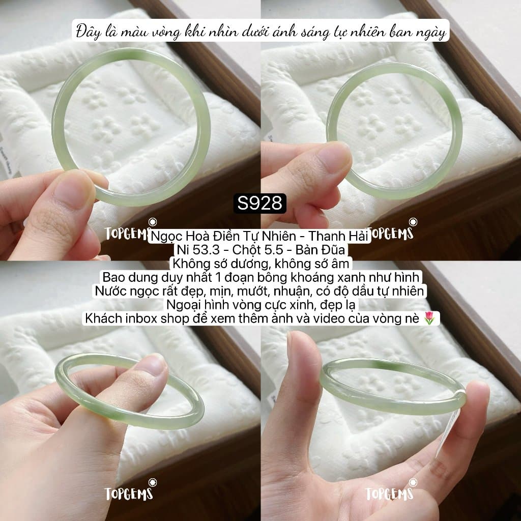 [TỔNG HỢP VÒNG BẢN] Ngọc Hoà Điền Tự Nhiên Kèm Kiểm Định TOPGEMS - Có Ship Hoả Tốc - Tặng Kèm Hộp
