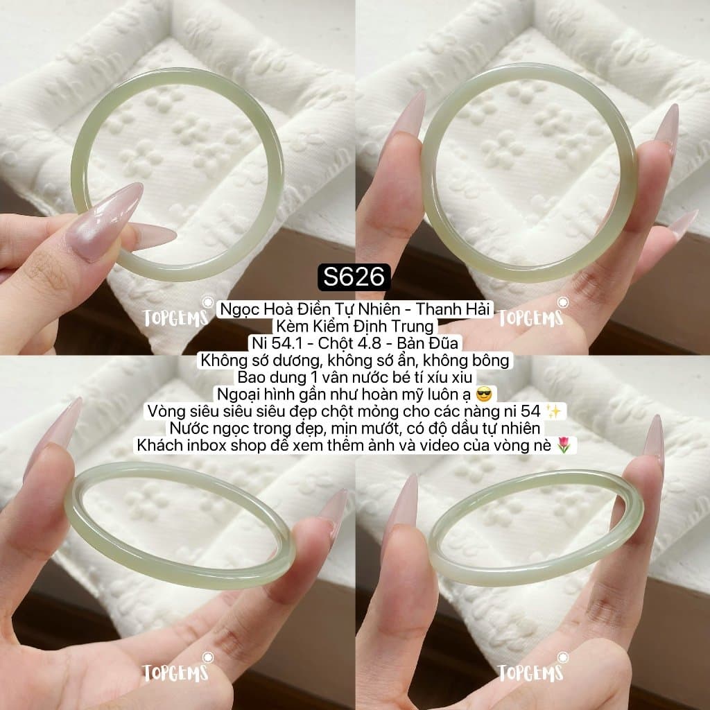 [TỔNG HỢP VÒNG DINGDANG] Vòng Bản Ngọc Hoà Điền Tự Nhiên Kèm Kiểm Định TOPGEMS - Có Ship Hoả Tốc - Tặng Kèm Hộp
