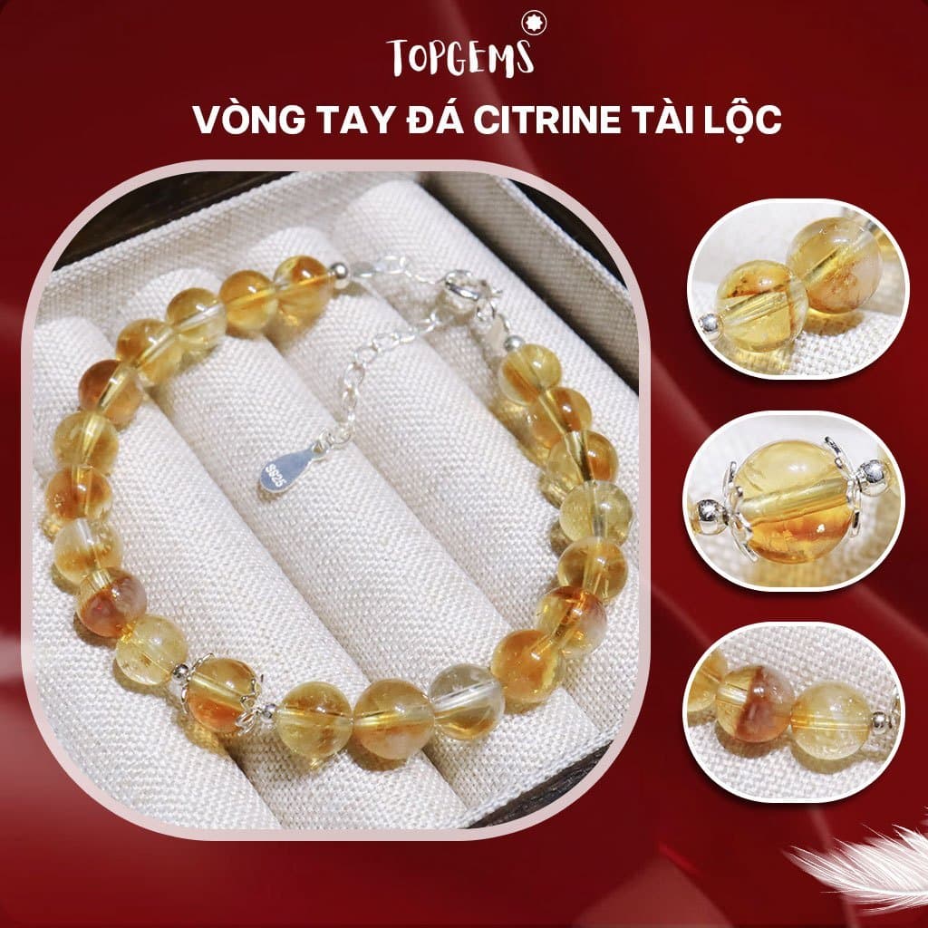[TẶNG KÈM HỘP] Chuỗi Vòng Tay Đá Thạch Anh Vàng Citrine Tự Nhiên 6 Li Dòng Đá Trong Mix Bạc 925 TOPGEMS V640B - Ảnh bìa