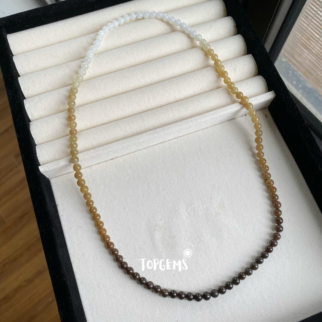 Vòng Chuỗi Mật Ngọc Hoà Điền Tự Nhiên 6 Li Màu Mật Ombre Chuyển Màu TOPGEMS - [SHIP HOẢ TỐC]