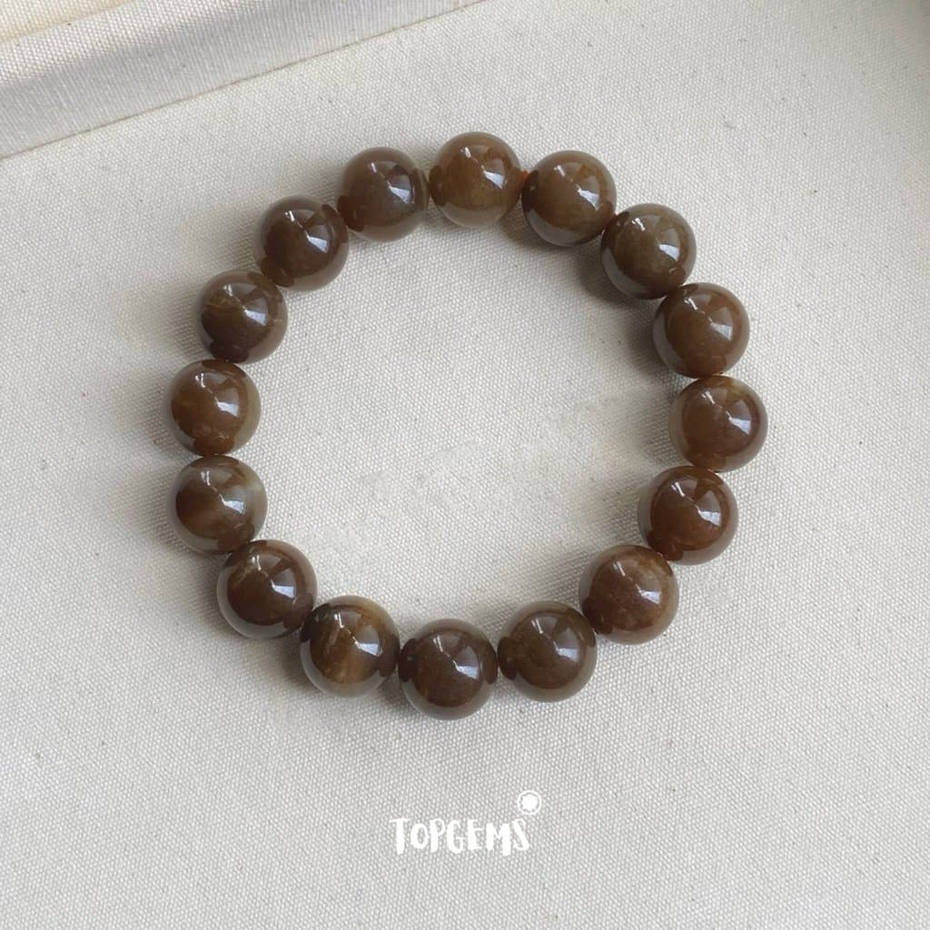Vòng Tay Chuỗi Mật Ngọc Hoà Điền Tự Nhiên 12 Li TOPGEMS - Vòng Tay Chuỗi Ngọc Nam Nữ Đều Đeo Được - SHIP HOẢ TỐC CÓ HỘP
