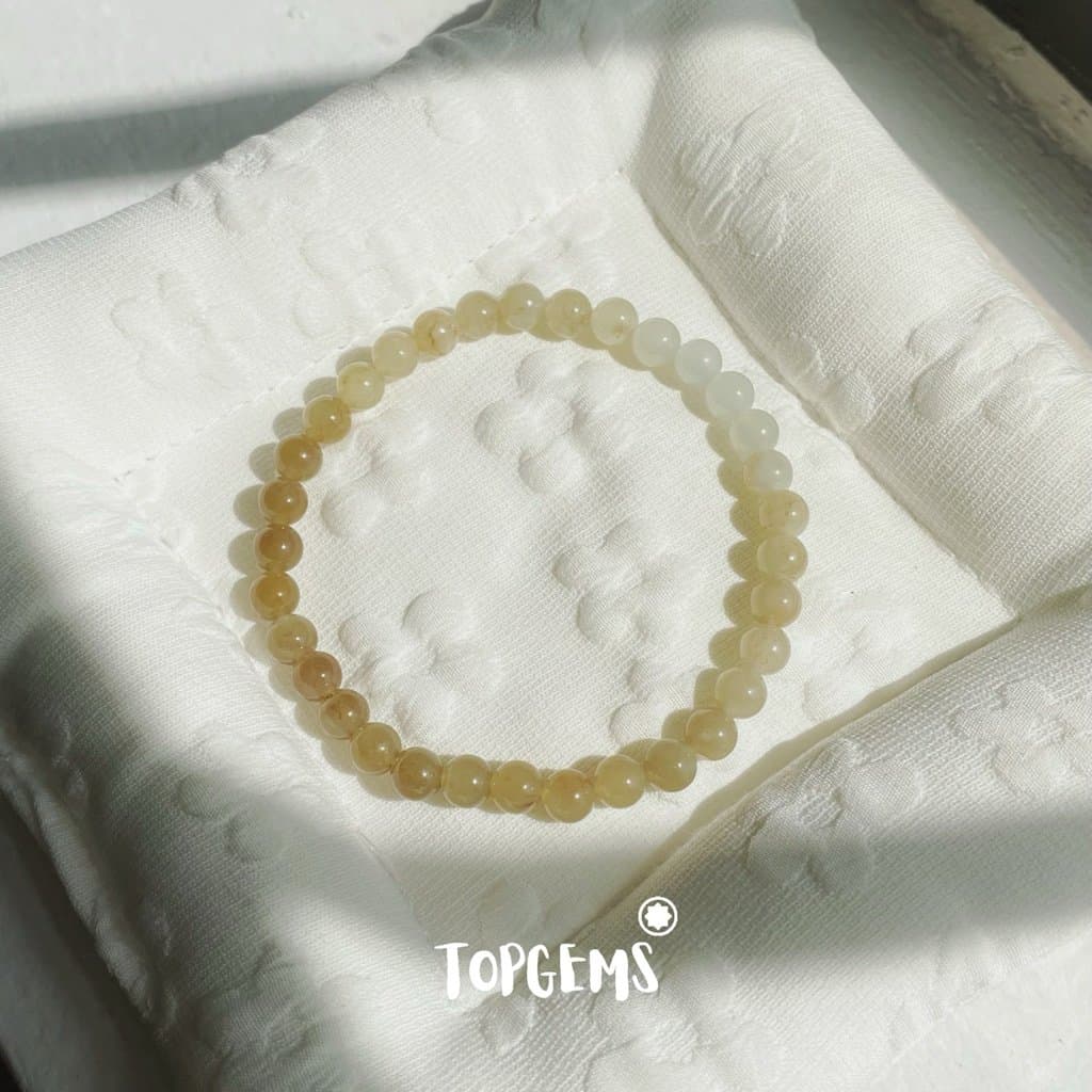 Vòng Chuỗi Mật Ngọc Hoà Điền Tự Nhiên 6 Li Màu Mật Ombre Chuyển Màu TOPGEMS - [SHIP HOẢ TỐC]