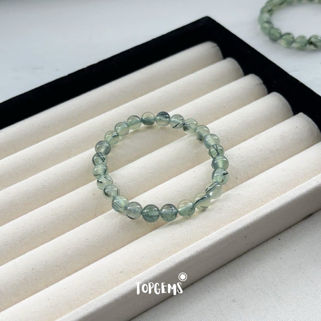 [TẶNG KÈM HỘP] Chuỗi Vòng Tay Đá Prehnite Thạch Anh Xanh Lá Tự Nhiên Mix Bạc 925 TOPGEMS