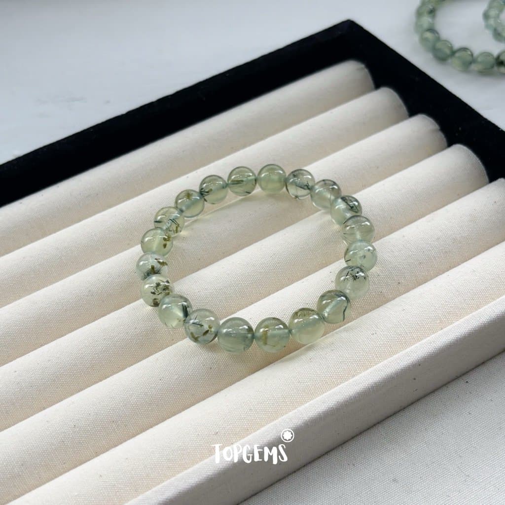 [TẶNG KÈM HỘP] Chuỗi Vòng Tay Đá Prehnite Thạch Anh Xanh Lá Tự Nhiên Mix Bạc 925 TOPGEMS