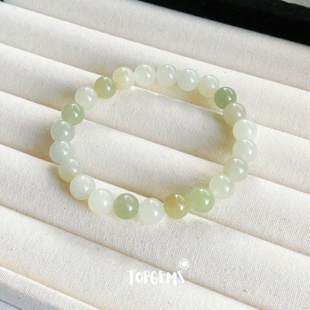 [HOẢ TỐC - TẶNG HỘP] Vòng Tay Chuỗi Ngọc Hoà Điền Tự Nhiên Vòng Nhập Môn Size 6mm đến 12mm TOPGEMS