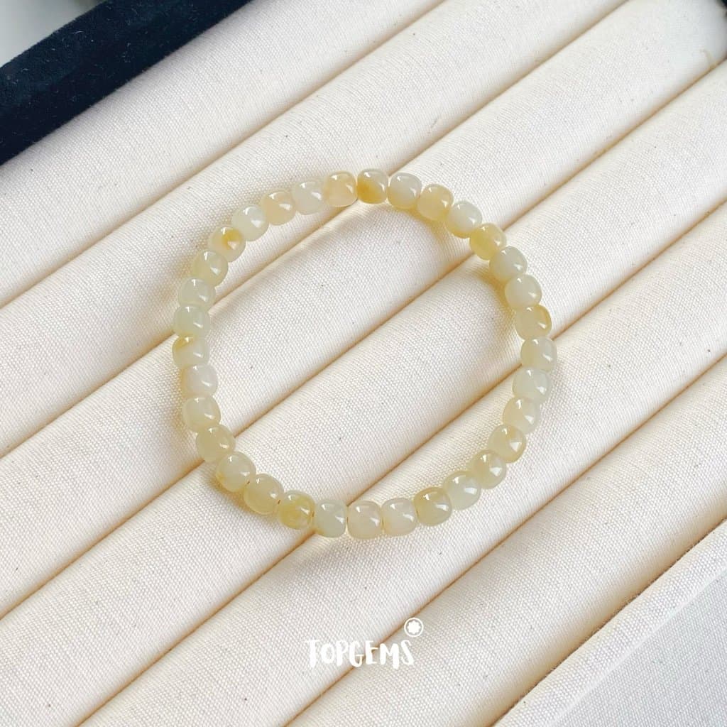 Vòng Tay Chuỗi Mật Ngọc Hoà Điền Tự Nhiên 8 Li TOPGEMS - SHIP HOẢ TỐC TẶNG KÈM HỘP