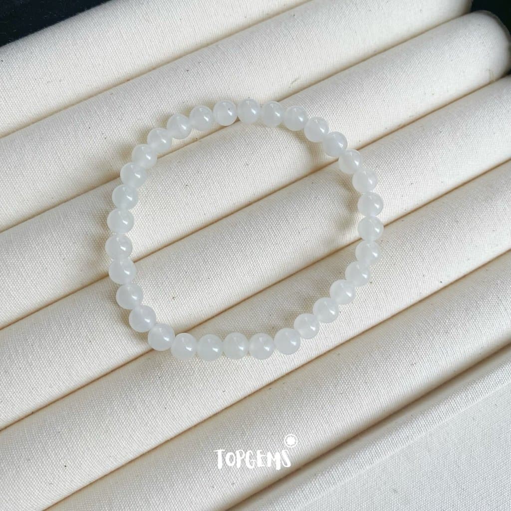 Vòng Tay Chuỗi Ngọc Hoà Điền Tự Nhiên Bạch Ngọc 6mm TOPGEMS - SHIP HOẢ TỐC TẶNG KÈM HỘP VA029 - Ảnh bìa