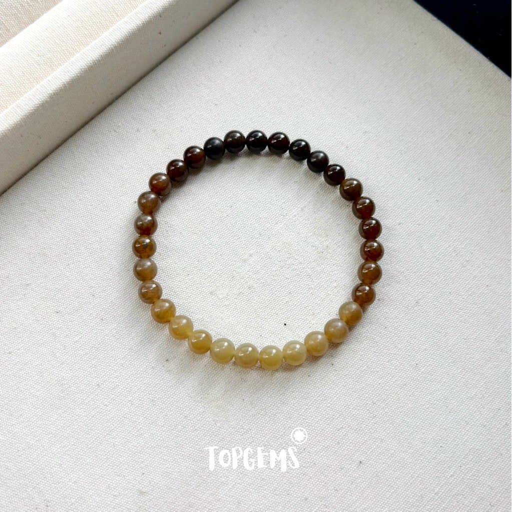 Vòng Chuỗi Mật Ngọc Hoà Điền Tự Nhiên 6 Li Màu Mật Ombre Chuyển Màu TOPGEMS - [SHIP HOẢ TỐC]