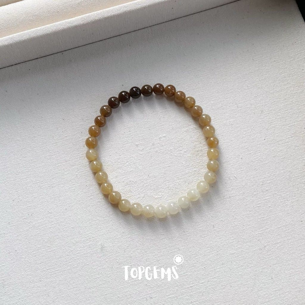 Vòng Chuỗi Mật Ngọc Hoà Điền Tự Nhiên 6 Li Màu Mật Ombre Chuyển Màu TOPGEMS - [SHIP HOẢ TỐC]