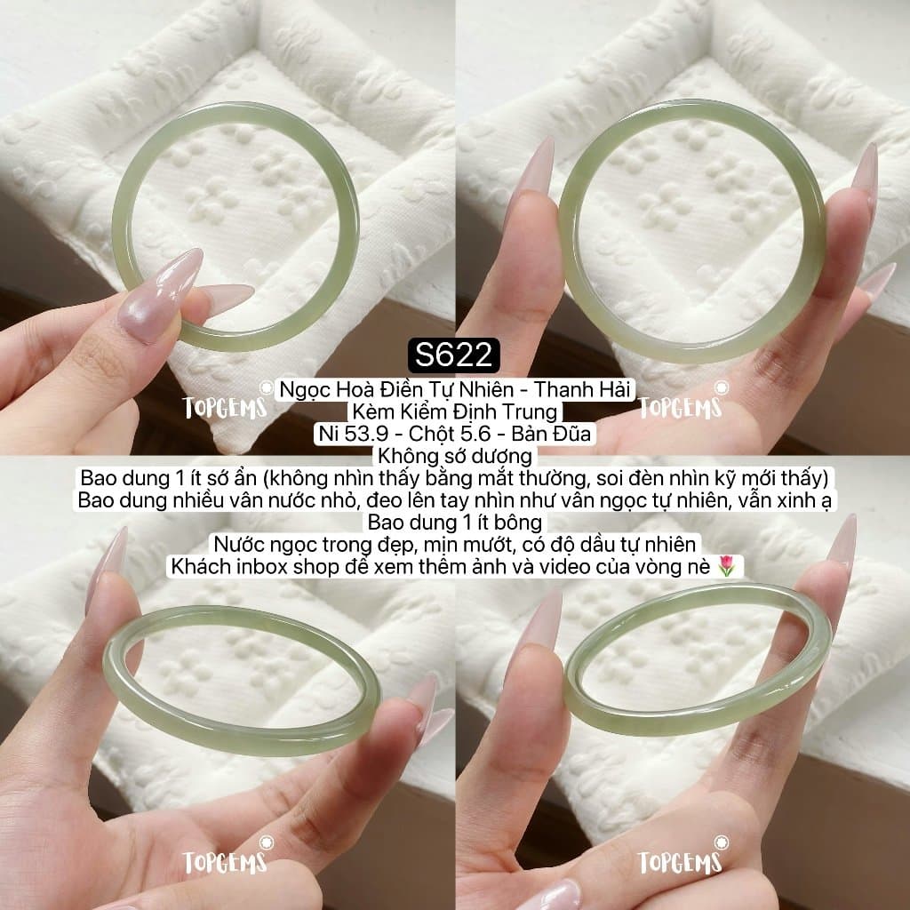 [HOẢ TỐC - TẶNG HỘP] Tổng Hợp Vòng Bản Ngọc Hoà Điền Tự Nhiên TOPGEMS Vòng Nhập Môn Bản Hẹ Bản Đũa S622 - Ảnh bìa