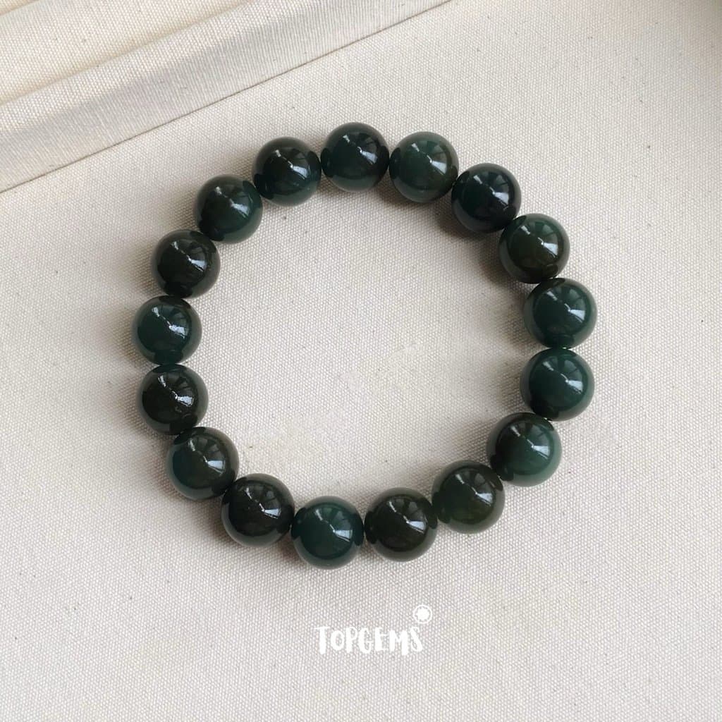 Vòng Chuỗi Ngọc Hoà Điền Tự Nhiên Tân Cương 12 Li TOPGEMS - Chuỗi Ngọc Nam Nữ Đều Đeo Được - SHIP HOẢ TỐC KÈM HỘP