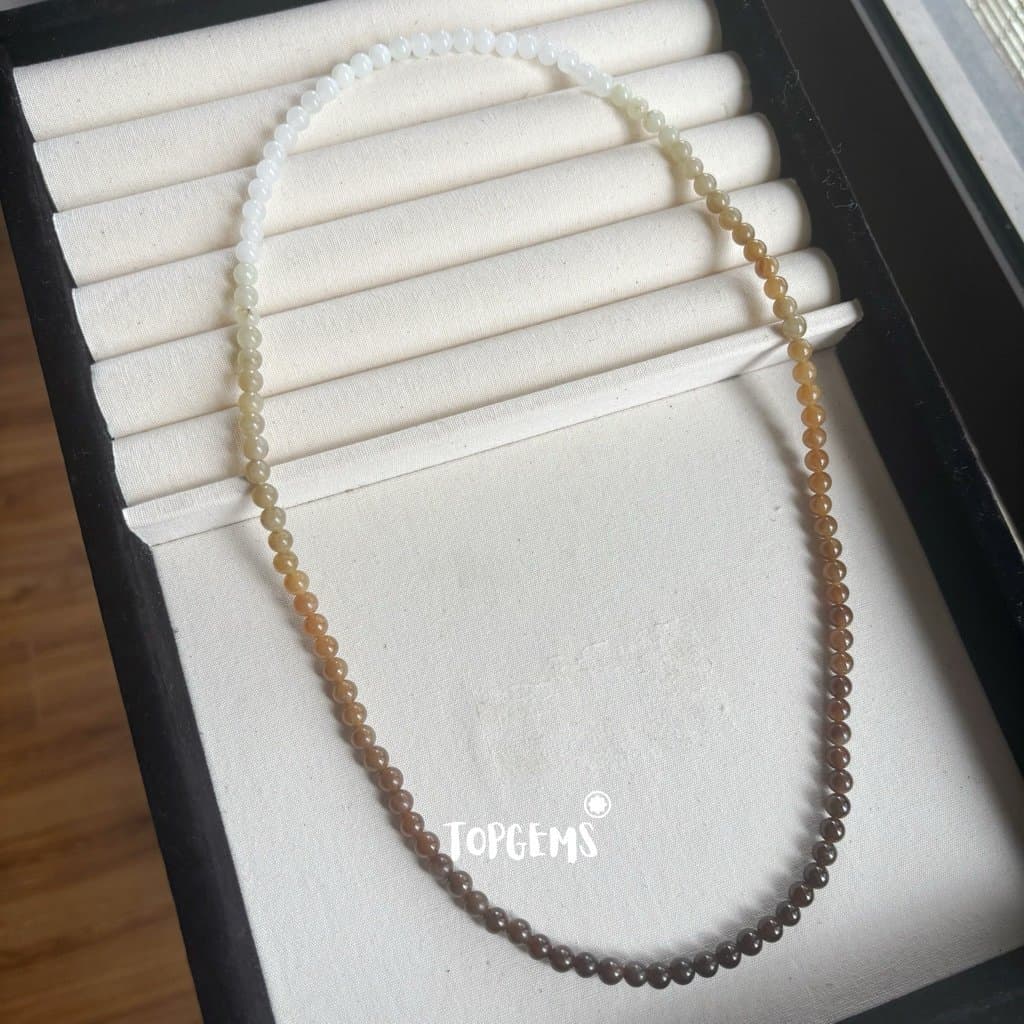 Vòng Chuỗi Mật Ngọc Hoà Điền Tự Nhiên 6 Li Màu Mật Ombre Chuyển Màu TOPGEMS - [SHIP HOẢ TỐC]
