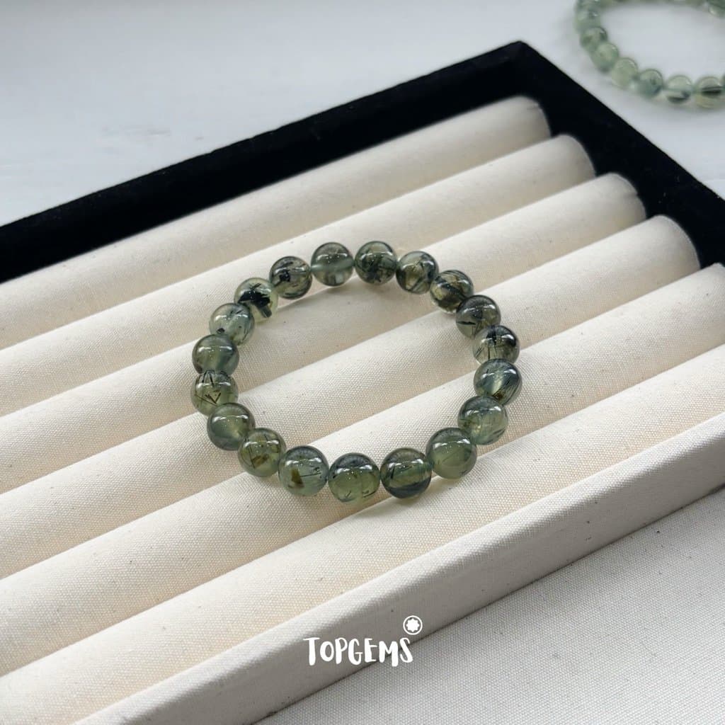 [TẶNG KÈM HỘP] Chuỗi Vòng Tay Đá Prehnite Thạch Anh Xanh Lá Tự Nhiên Mix Bạc 925 TOPGEMS