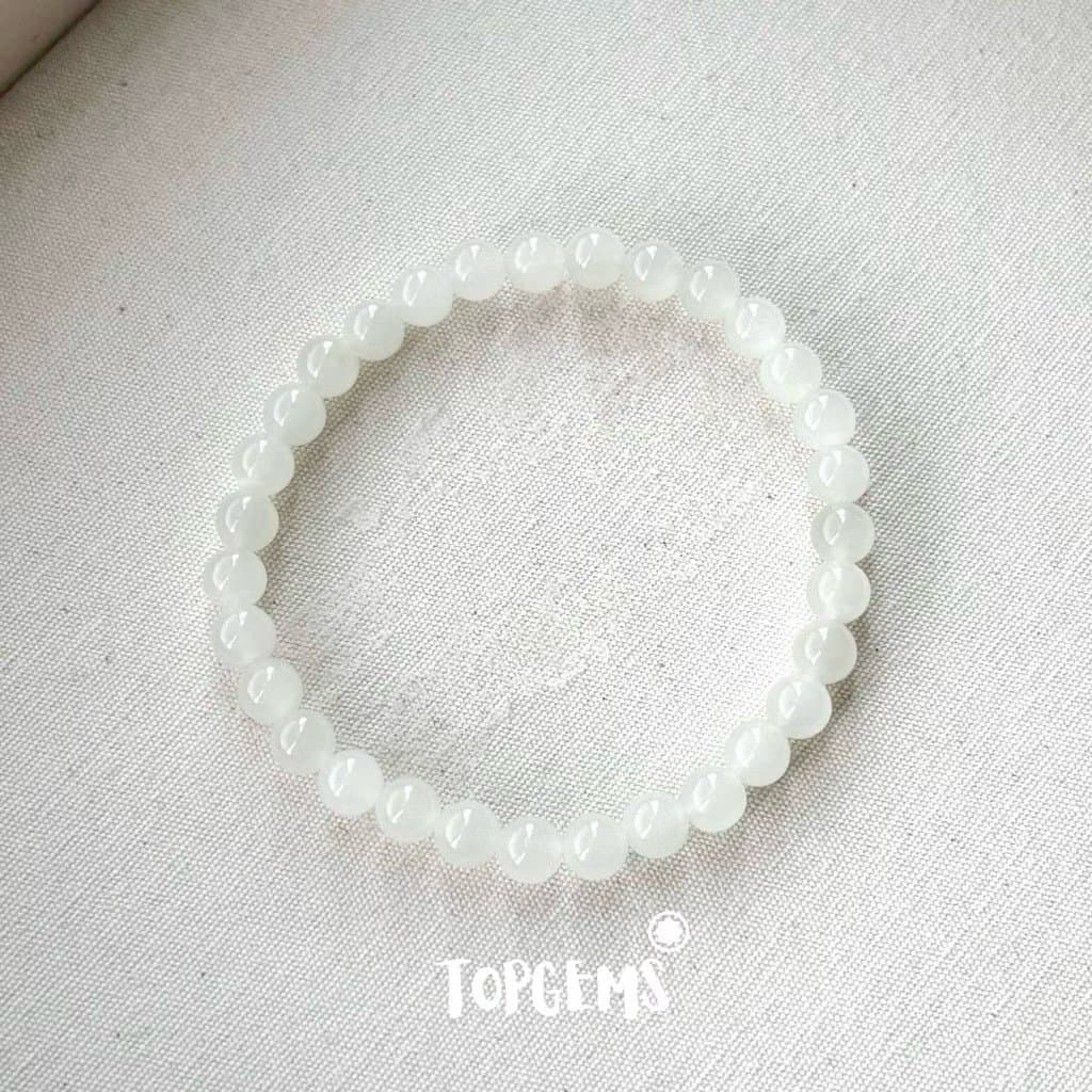 Vòng Tay Chuỗi Ngọc Hoà Điền Tự Nhiên Bạch Ngọc 6mm TOPGEMS - SHIP HOẢ TỐC TẶNG KÈM HỘP