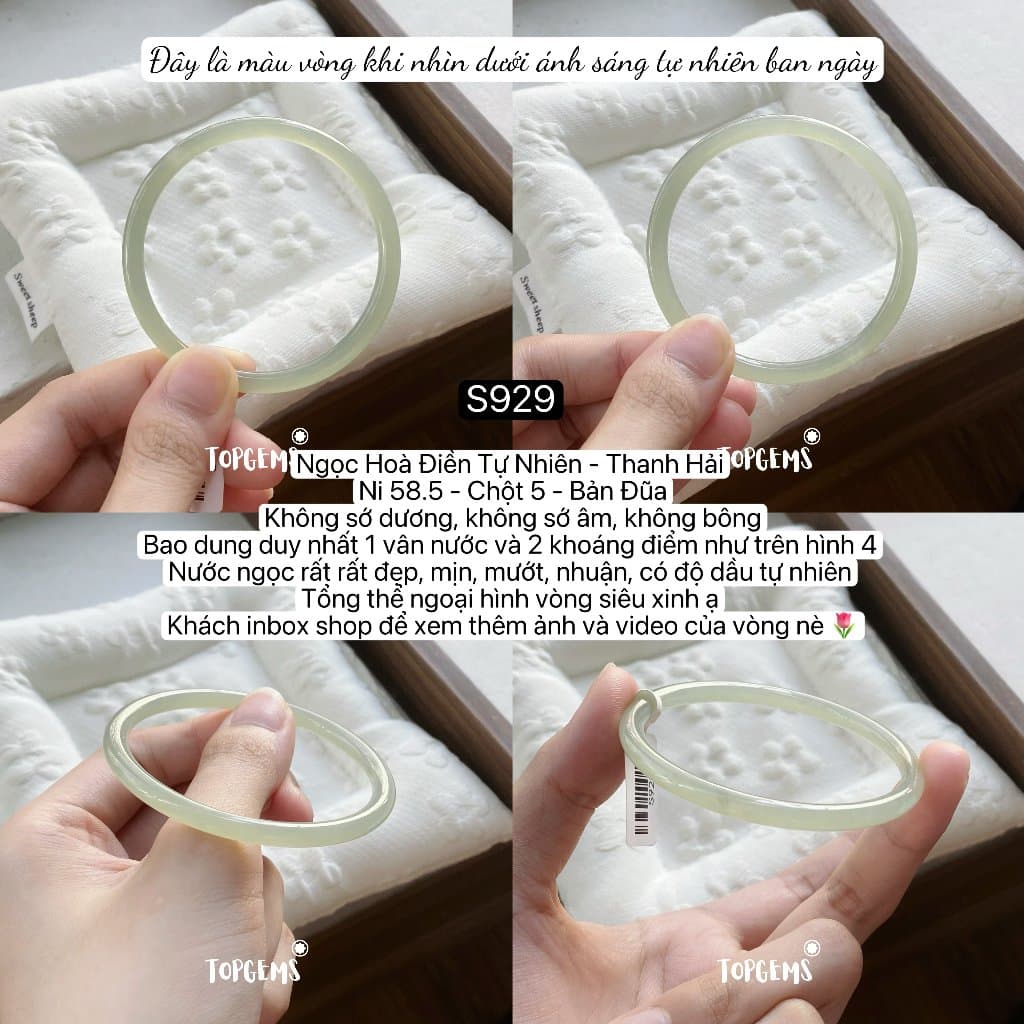 [TỔNG HỢP VÒNG BẢN] Ngọc Hoà Điền Tự Nhiên Kèm Kiểm Định TOPGEMS - Có Ship Hoả Tốc - Tặng Kèm Hộp