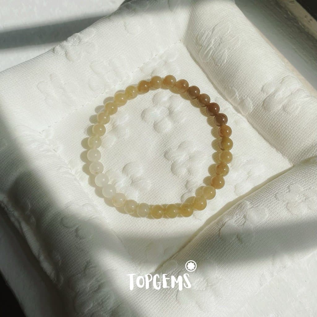 Vòng Chuỗi Mật Ngọc Hoà Điền Tự Nhiên 6 Li Màu Mật Ombre Chuyển Màu TOPGEMS - [SHIP HOẢ TỐC]