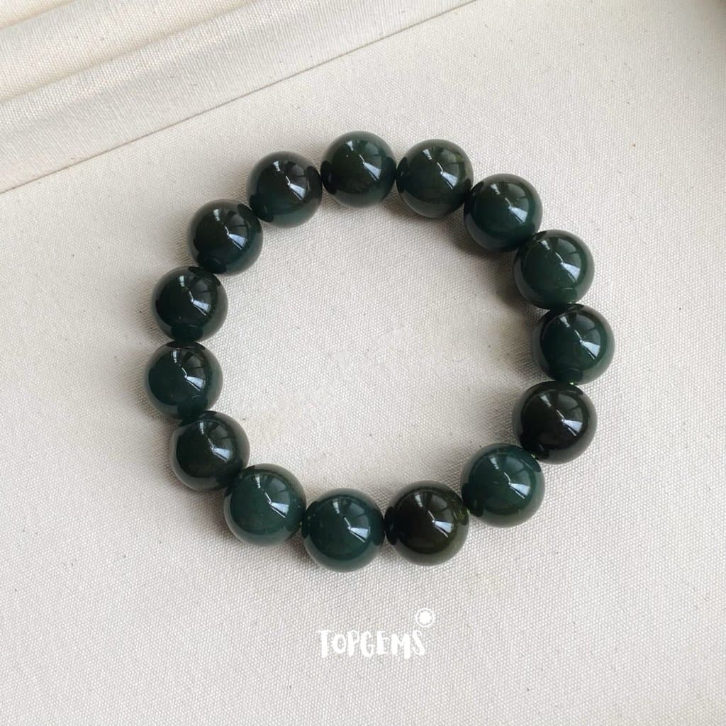 Vòng Chuỗi Ngọc Hoà Điền Tự Nhiên Tân Cương 12 Li TOPGEMS - Chuỗi Ngọc Nam Nữ Đều Đeo Được - SHIP HOẢ TỐC KÈM HỘP
