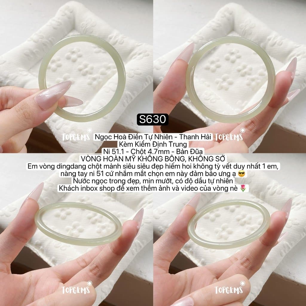 [TỔNG HỢP VÒNG DINGDANG] Vòng Bản Ngọc Hoà Điền Tự Nhiên Kèm Kiểm Định TOPGEMS - Có Ship Hoả Tốc - Tặng Kèm Hộp