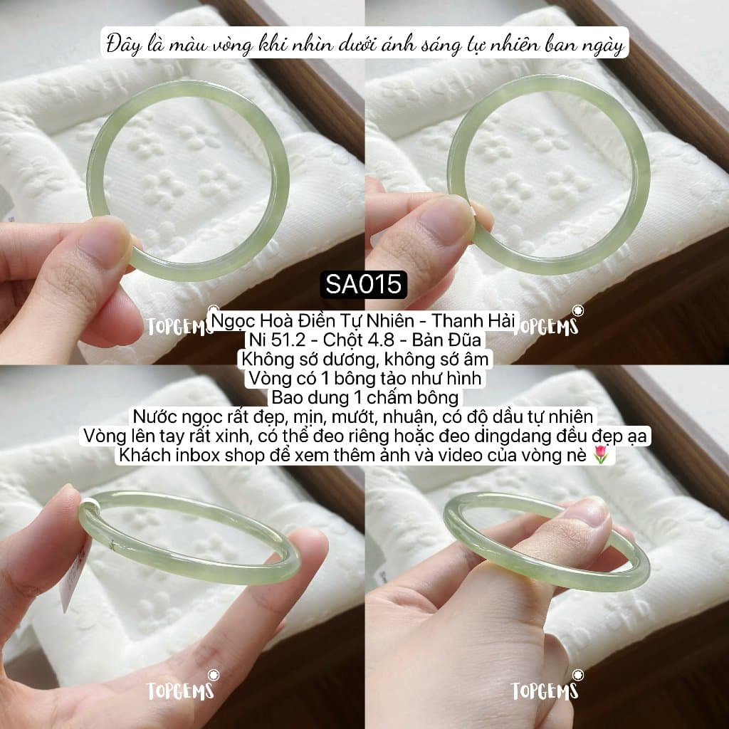 [TỔNG HỢP VÒNG BẢN] Ngọc Hoà Điền Tự Nhiên Kèm Kiểm Định TOPGEMS - Có Ship Hoả Tốc - Tặng Kèm Hộp