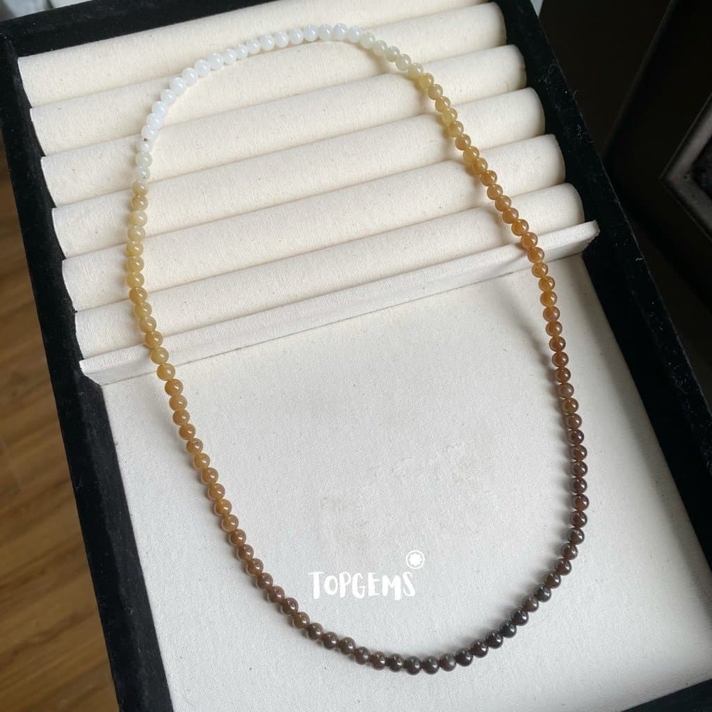 Vòng Chuỗi Mật Ngọc Hoà Điền Tự Nhiên 6 Li Màu Mật Ombre Chuyển Màu TOPGEMS - [SHIP HOẢ TỐC]