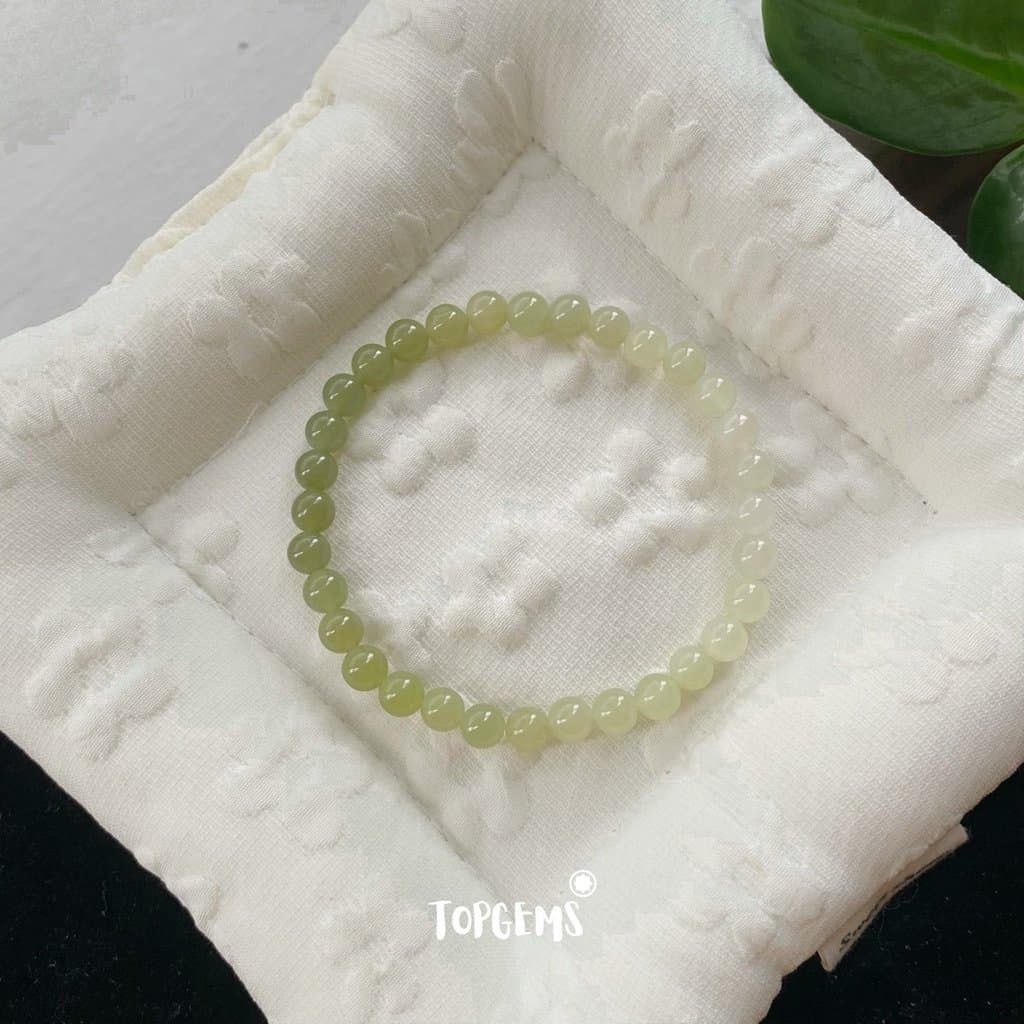 Chuỗi Vòng Tay Ngọc Hoà Điền Tự Nhiên Thanh Hải Thanh Thuỷ 8 Li Nước Ngọc Trong Mướt TOPGEMS - SHIP HOẢ TỐC CÓ TẶNG HỘP