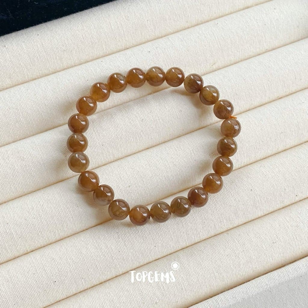 Vòng Tay Chuỗi Mật Ngọc Hoà Điền Tự Nhiên 8 Li TOPGEMS - SHIP HOẢ TỐC TẶNG KÈM HỘP VA020 - Ảnh bìa