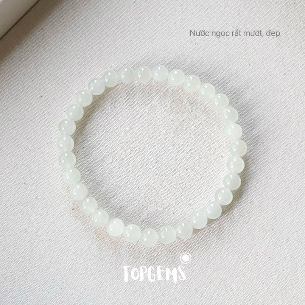 Vòng Tay Chuỗi Ngọc Hoà Điền Tự Nhiên Bạch Ngọc 6mm TOPGEMS - SHIP HOẢ TỐC TẶNG KÈM HỘP VA291 - Ảnh bìa