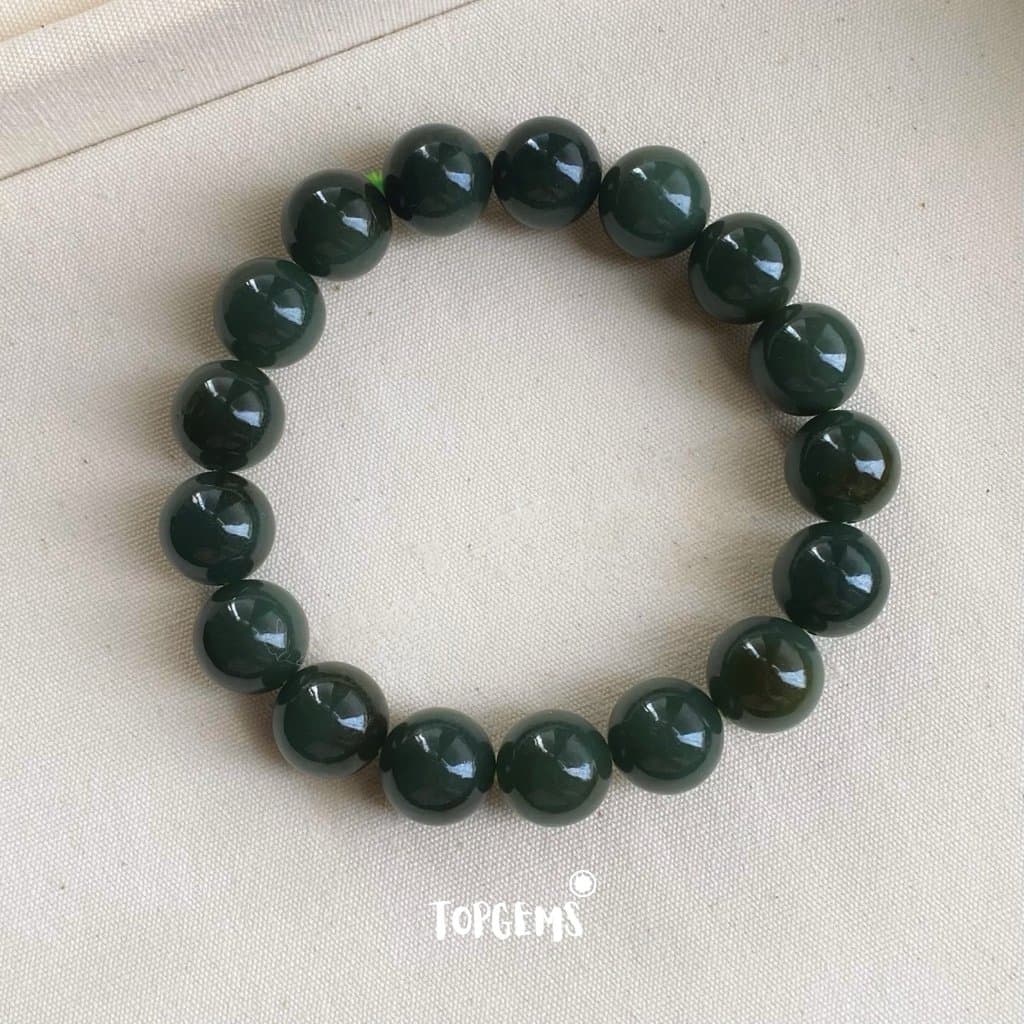 Vòng Chuỗi Ngọc Hoà Điền Tự Nhiên Tân Cương 12 Li TOPGEMS - Chuỗi Ngọc Nam Nữ Đều Đeo Được - SHIP HOẢ TỐC KÈM HỘP
