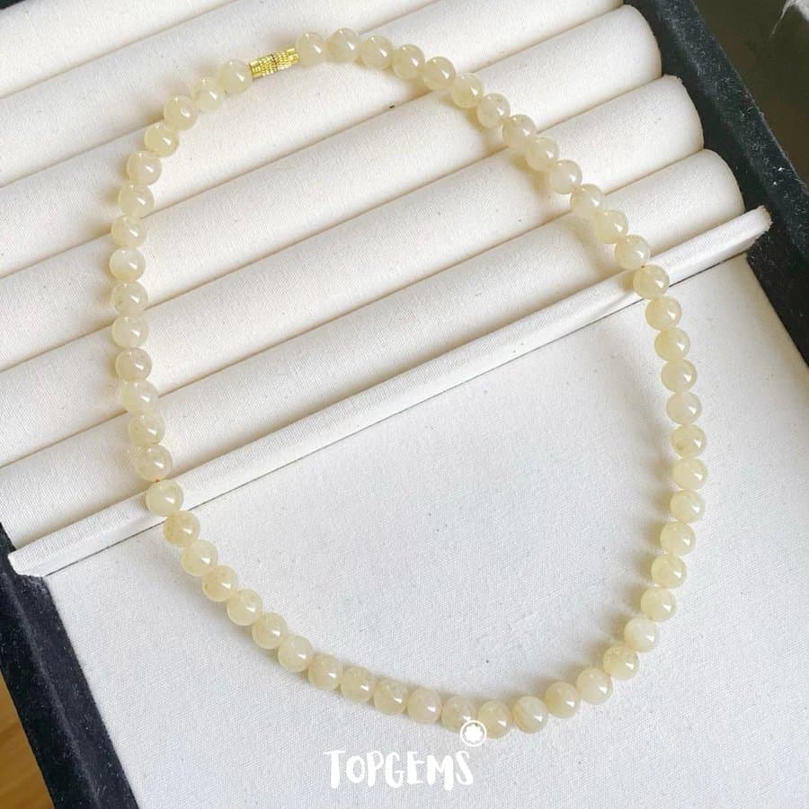 Vòng Tay Chuỗi Mật Ngọc Hoà Điền Tự Nhiên 8 Li TOPGEMS - SHIP HOẢ TỐC TẶNG KÈM HỘP